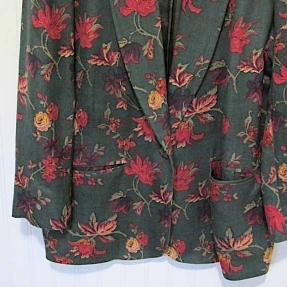 Vintage Saks Fifth Avenue Silk Blend Floral Blazer, Size 12 - Picture 4 of 7
